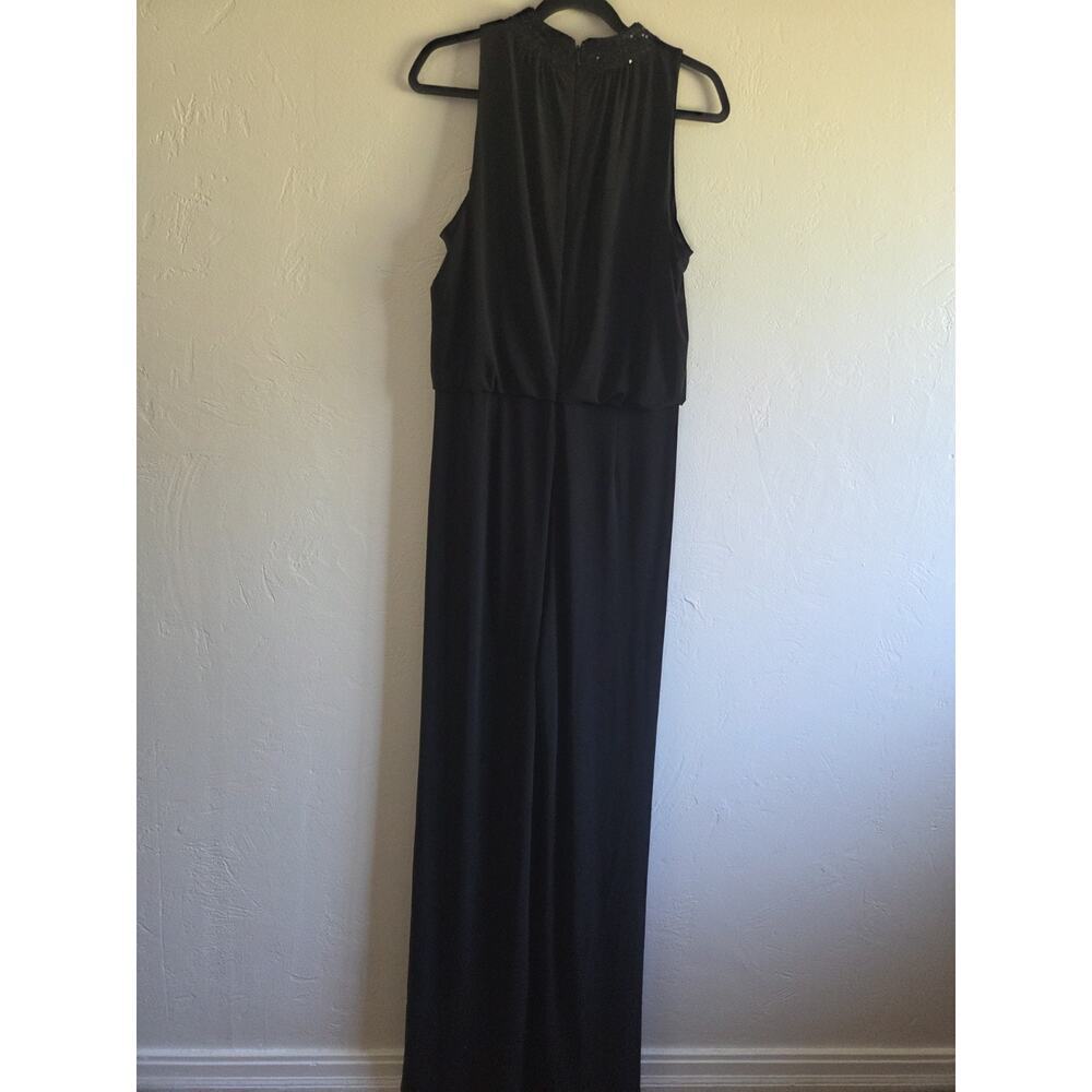 Lauren Ralph Lauren Black Jumpsuit Sz 14 Sleeveless Sequin High Neck Wide-Leg - Picture 5 of 14